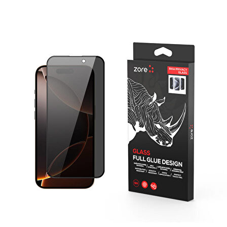 iPhone 16 Pro Max Premium Privacy Hayalet Ekstra Korumalı Tam Kaplayan Cam Ekran Koruyucu