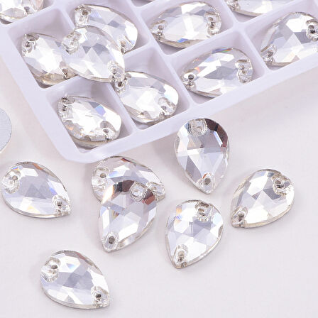 Gymo Premium Delikli Dikme Kristal Taş Teardrop 13*18mm Crystal (20 Ad)
