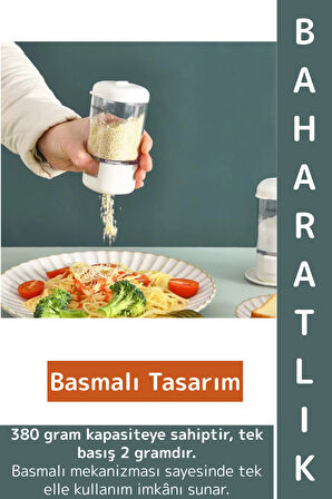 Kompakt Kolay Temizlenir Nem Önleyen Kapak Sistemi Ergonomik Tutuş Çok Şık Pratik Basmalı Baharatlık