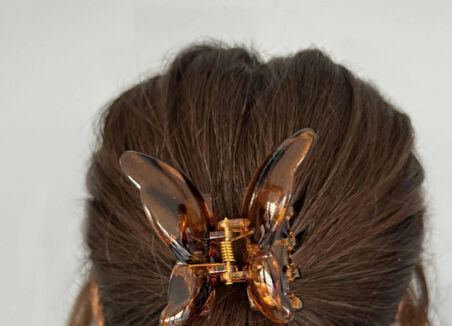 Kahverengi Kelebek Figürlü Leopar Desenli