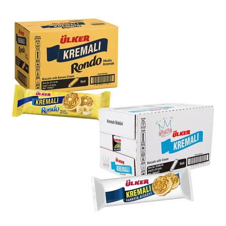 Ülker Kremalı 61 gr ve Rondo Muzlu Bisküvi 61 gr 24 lü 2 li Karma