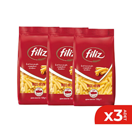 Filiz İnce Uzun Makarna 500 GR 3Lü Set