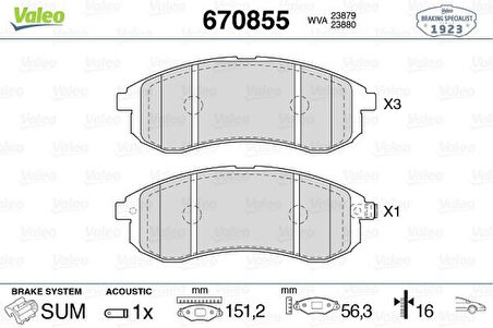 Mitsubıshı Ticarı On Fren Balatası Mitsubıshı L200 2.5 Td 4x4 01-06 - Valeo 670855
