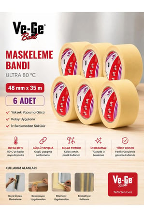 Vege Ultra 48x35 Maskeleme Kağıt Bant 80°c 6'lı Paket
