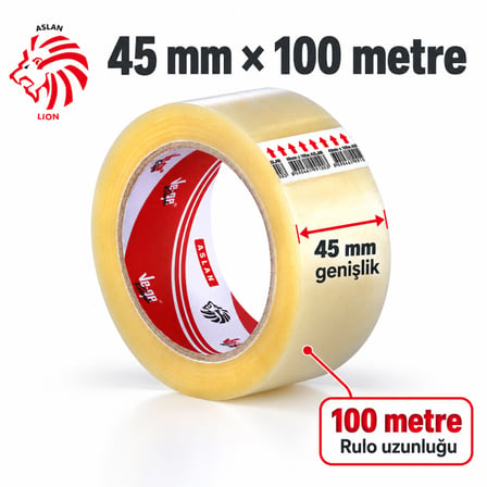 Vege Aslan Koli Bandı 45 mm x 100 mt – Sentetik Kauçuk Tutkallı
