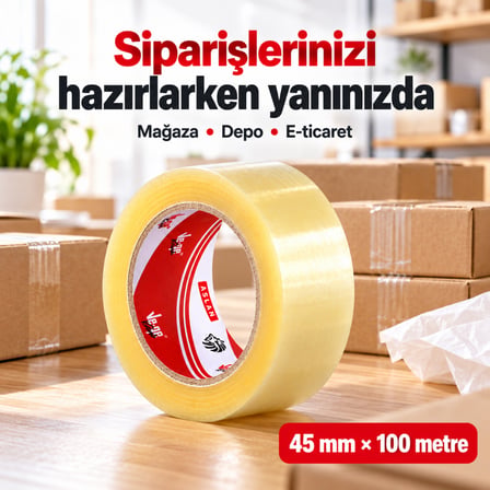 Vege Aslan Koli Bandı 45 mm x 100 mt – Sentetik Kauçuk Tutkallı