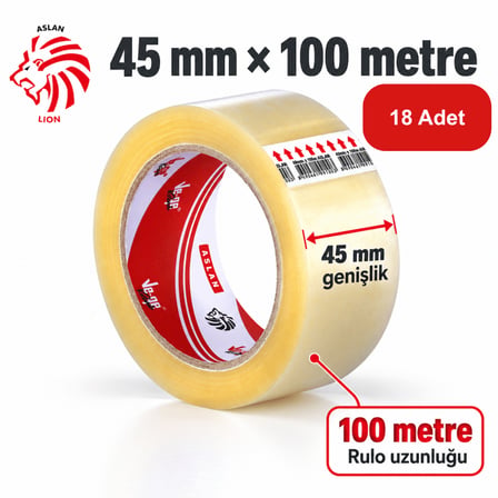Vege Aslan Koli Bandı 45 mm x 100 mt 18’li Paket – Sentetik Kauçuk Tutkallı