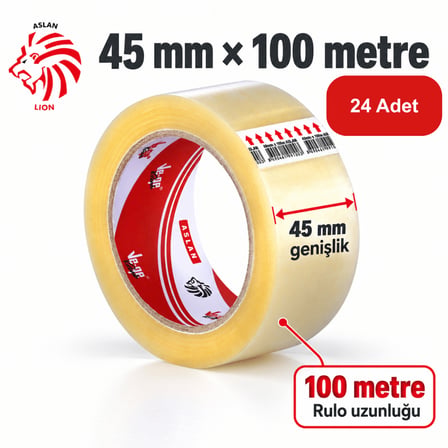 Vege Aslan Koli Bandı 45 mm x 100 mt 24’lü Paket – Sentetik Kauçuk Tutkallı