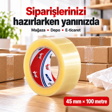 Vege Fil Koli Bandı 45 mm x 100 mt – Yüksek Yapışma Gücü