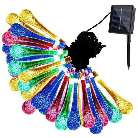 SGE TEKNOLOJİ GÜNEŞ ENERJİLİ SU DAMLASI 30 LED RGB ÇOK RENKLİ SOLAR BAHÇE AYDINLATMASI LED LAMBA SU DAMLASI