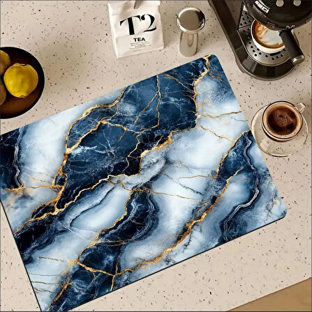 55 CM x 45 CM LÜKS FAYANS TEMALI TEZGAH ÜSTÜ BULAŞIK KURUTMA MATI BULAŞIKLIK KURUTMA ÖRTÜSÜ