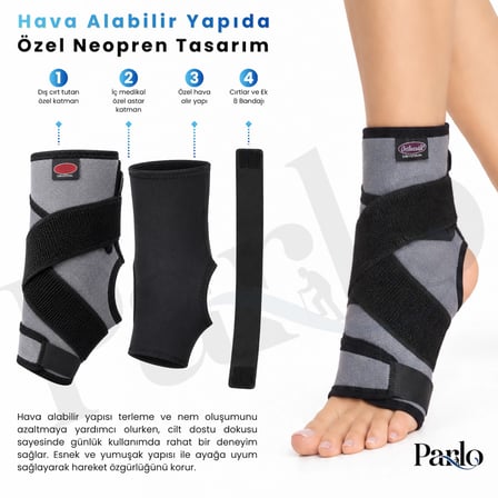 Basit 8 Bandajlı Ayak Bilekliği Ayarlanabilir Neopren Ayak Bileği Desteği