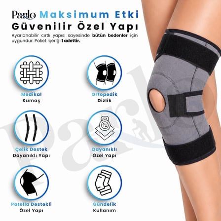 Çelik Menteşeli ve Patella Destekli Dizlik Ayarlanabilir Ortopedik Diz Desteği – Neopren Dizlik