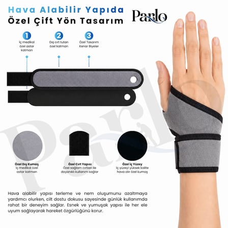 El Bilekliği Wristband 2'li Set Ayarlanabilir Cırtlı Neopren El Bilek Destek Bandajı