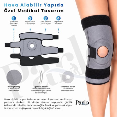 Ligament ve Patella Destekli Dizlik 1 Çift Ayarlanabilir Spiral Balenli Ortopedik Diz Desteği