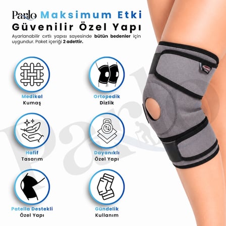 Patella Destekli Dizlik 1 Çift Ayarlanabilir Neopren Ortopedik Diz Desteği