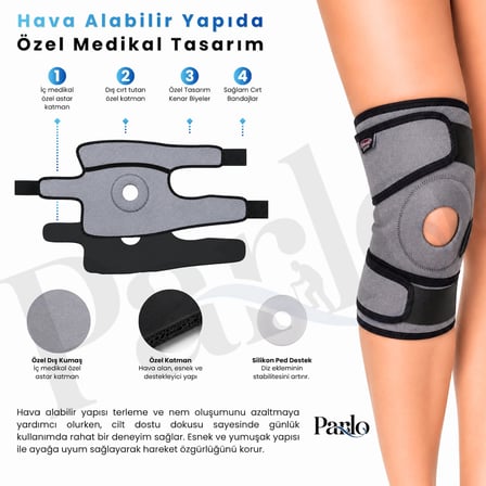 Patella Destekli Dizlik 1 Çift Ayarlanabilir Neopren Ortopedik Diz Desteği