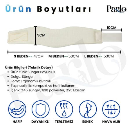 Ortopedik Sünger Boyunluk Krem Renk Ergonomik Servikal Boyun Desteği Hafif ve Hava Alabilen Tasarım