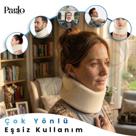 Ortopedik Sünger Boyunluk Krem Renk Ergonomik Servikal Boyun Desteği Hafif ve Hava Alabilen Tasarım