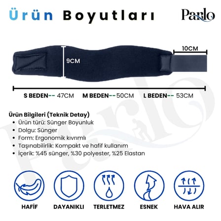 Ortopedik Sünger Boyunluk Lacivert Ergonomik Servikal Boyun Desteği Hafif ve Hava Alabilen Tasarım