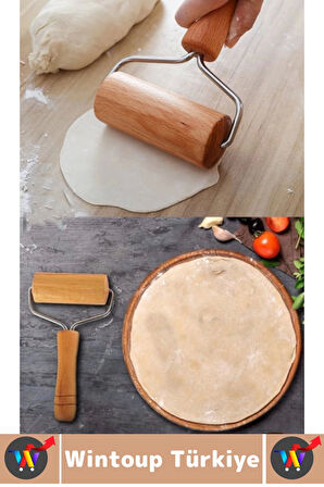 Ergonomik Kolay Tutuş Pizza Kurabiye Hamur Şekillendirici Hijyenik Doğal Ahşap Hamur Açma Rulosu