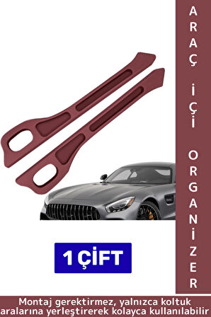 Dayanıklı Esnek Montaj Gerektirmez Telefon Anahtar Küçük Eşya Düzenleyici Araç İçi Organizer Bordo