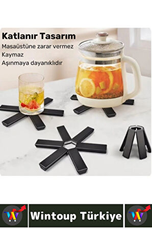 Yüksek Isıya Dayanıklı Kaymaz Yapışmaz Tencere Tava Masa Tezgaha Zarar Vermez Katlanabilir Nihale