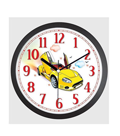 28x28 cm Arabalı Çocuk Odası Duvar Saati 0591