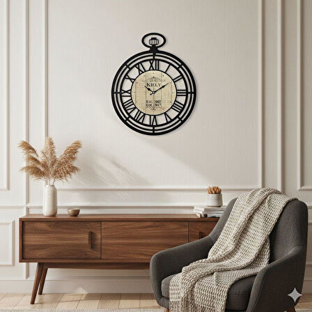 Galaxy Premium Köstekli Serisi Roma Rakamlı Metal Duvar Saati 55 cm Siyah