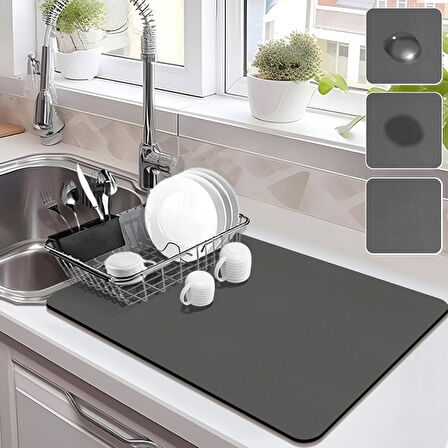 100 CM X 40 CM BULAŞIK KURUTMA ÖRTÜSÜ SİYAH TEZGAH ÜSTÜ BULAŞIK MATI BULAŞIKLIK