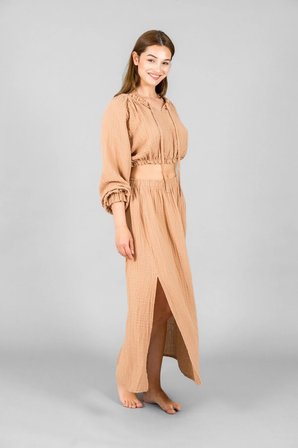 Yırtmaçlı Etek-Reglan Kol Crop Takım