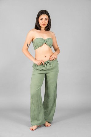 Palazzo Pantolon-Crop Top Takım