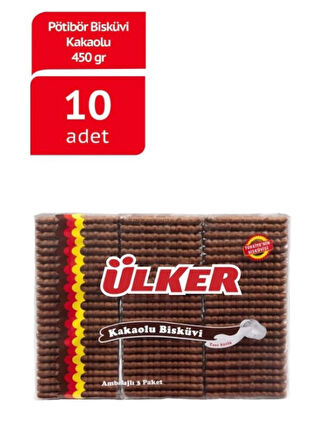 ÜLKER PÖTIBÖR BİSKÜVİ KAKAOLU 450 GR x10 ADET