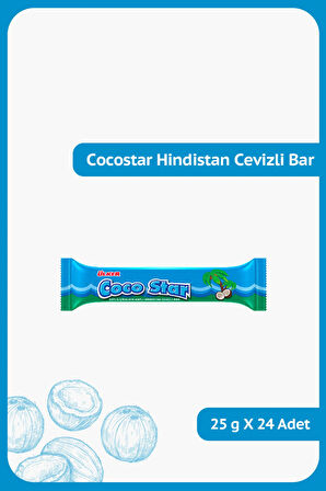 COCOSTAR Hindistan Cevizli Sütlü Çikolata Kaplamalı Bar - 25 gram - 24 Adet