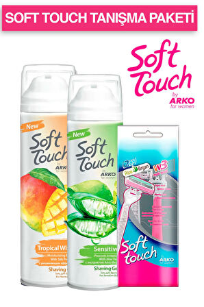 Soft Touch Tanışma Paketi (Tropical Wind, Sensitive,Kadın Tıraş Bıçağı)