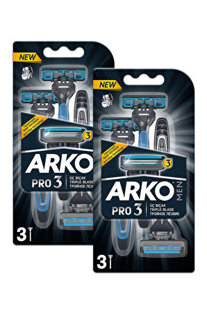 Arko Men Pro 3 Bıçaklı Erkek Tıraş Bıçağı 3'lü 2 Paket 