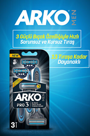 Arko Men Pro 3 Bıçaklı Erkek Tıraş Bıçağı 3'lü 2 Paket 