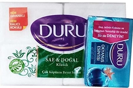 Duru sabun saf ve doğal klasik 4x150 gr + duş sabunu 150 gr Okyanus Esintisi Hediye