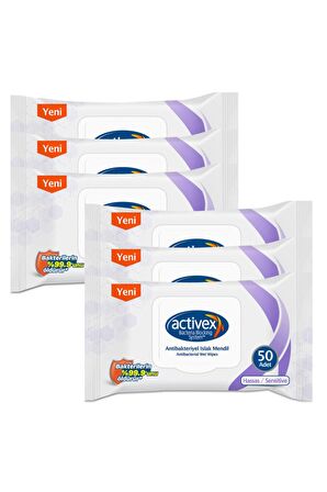 Activex Antibakteriyel Islak Mendil Hassas 6x50 Yaprak (300 Yaprak)