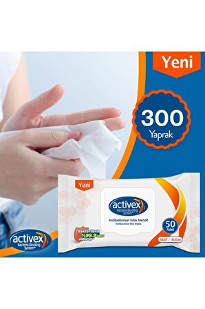 Activex Antibakteriyel Islak Mendil Hassas 6x50 Yaprak (300 Yaprak)