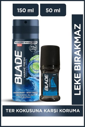 Blade Marine Fresh Deodorant 150 ml + Roll On 50 ml Erkek İkili Set