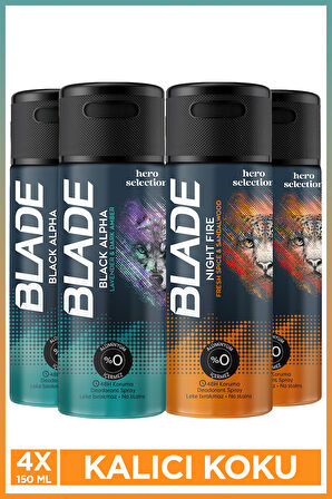 Blade Hero Selection Serisi Night Fire&Black Alpha Erkek Deodorant 4x150 Ml