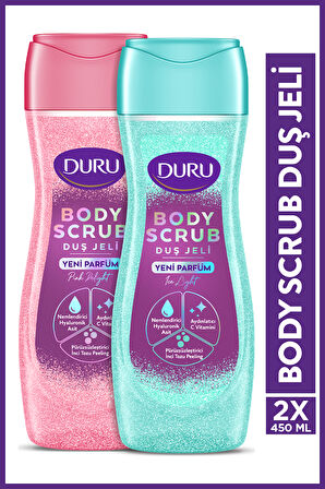 Duru Body Scrub Pink Delight  & Ice Light Duş Jeli 2x450 ML