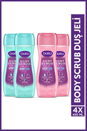 DURU BODY SCRUB PINK DELIGHT & ICE LIGHT DUŞ JELİ 4X450 ML