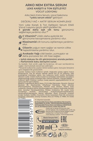 Ekstra Serum Leke Karşıtı & Ton Eşitleyici Vücut Losyonu 200 Ml 