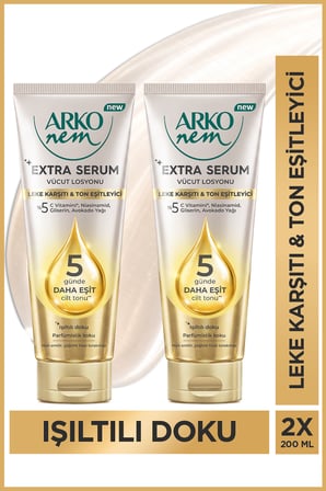 Arko Nem Extra Serum Leke Karşıtı & Ton Eşitleyici Vücut Losyonu 2x200 Ml
