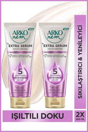 Arko Nem Extra Serum Sıkışlaştırıcı & Yenileyici Vücut Losyonu 2x200 Ml
