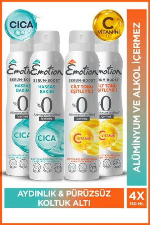 Serum Boost Koltuk Altı Hassasiyetine&Kararmasına Karşı Etkili Deodorant 4x150 Ml %0 Alüminyum&Alkol