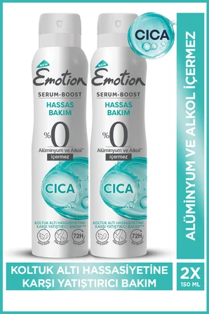 Serum Boost CICA Hassas Bakım Kadın Sprey Deodorant Alüminyum&Alkol İçermez 2x150 Ml