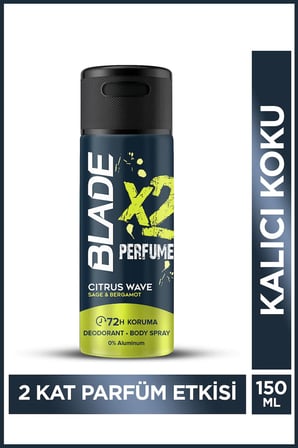 Blade X2 Perfume Citrus Wave Erkek Deodorant Body Spray 150 Ml Leke Bırakmaz %0 Alüminyum